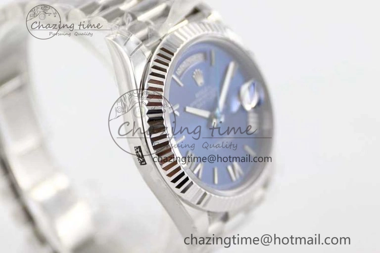 Day Date 40mm SS 904L Steel TWF 1:1 Best Edition Blue Roman Dial on SS Bracelet A2836