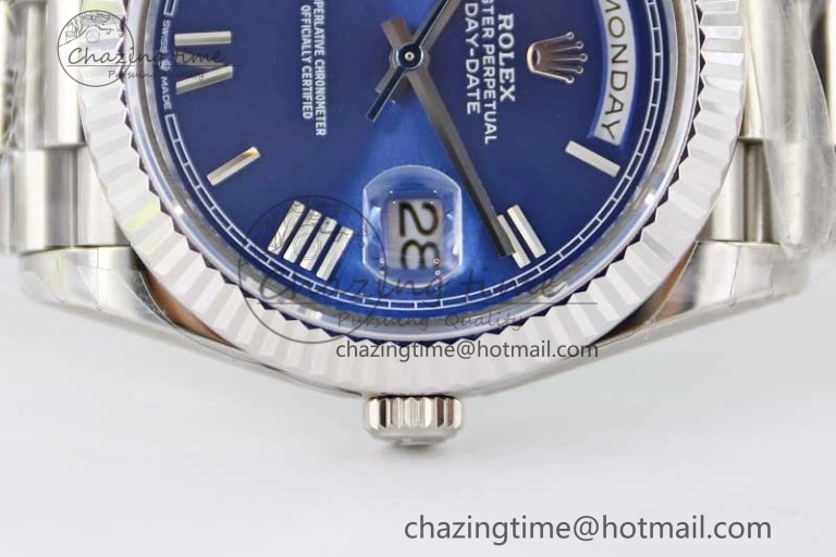 Day Date 40mm SS 904L Steel TWF 1:1 Best Edition Blue Roman Dial on SS Bracelet A2836