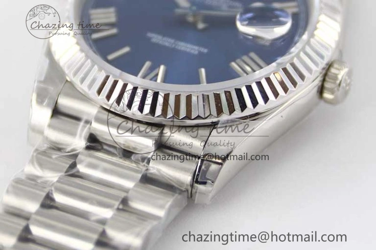 Day Date 40mm SS 904L Steel TWF 1:1 Best Edition Blue Roman Dial on SS Bracelet A2836