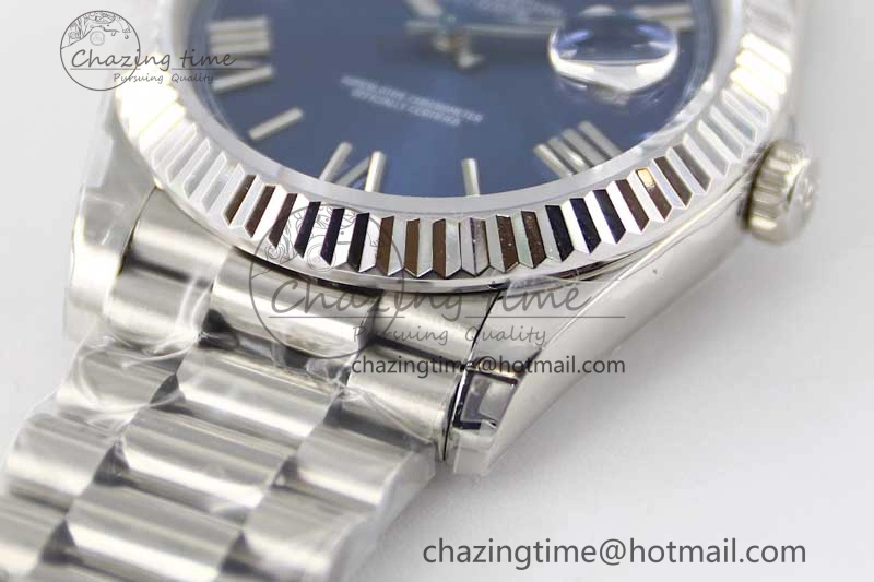 Day Date 40mm SS 904L Steel TWF 1:1 Best Edition Blue Roman Dial on SS Bracelet A2836