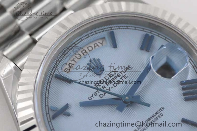 Day Date 40mm SS 904L Steel TWF 1:1 Best Edition Blue Roman Dial on SS Bracelet A2836