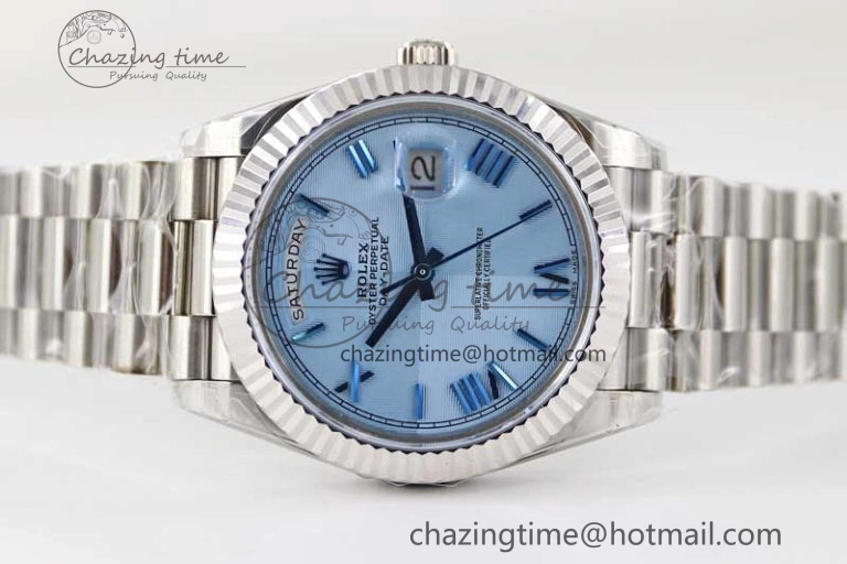 Day Date 40mm SS 904L Steel TWF 1:1 Best Edition Blue Roman Dial on SS Bracelet A2836