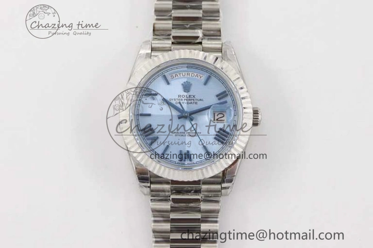 Day Date 40mm SS 904L Steel TWF 1:1 Best Edition Blue Roman Dial on SS Bracelet A2836