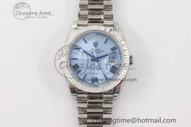 Day Date 40mm SS 904L Steel TWF 1:1 Best Edition Blue Roman Dial on SS Bracelet A2836