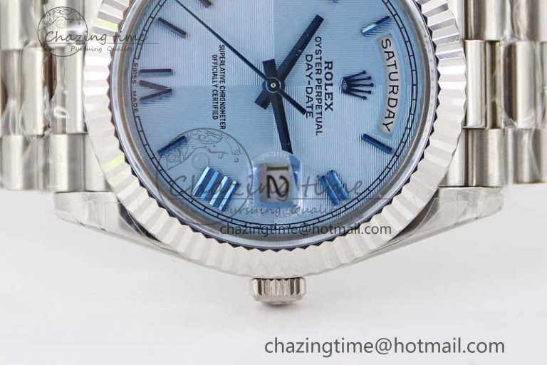 Day Date 40mm SS 904L Steel TWF 1:1 Best Edition Blue Roman Dial on SS Bracelet A2836