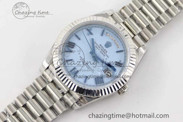 Day Date 40mm SS 904L Steel TWF 1:1 Best Edition Blue Roman Dial on SS Bracelet A2836