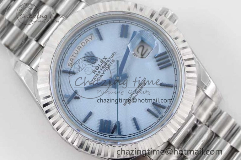 Day Date 40mm SS 904L Steel TWF 1:1 Best Edition Blue Roman Dial on SS Bracelet A2836