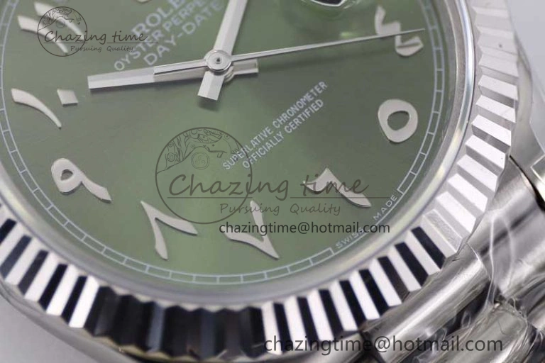 Day Date 40mm SS 904L Steel TWF 1:1 Best Edition Green Arabic Dial on SS Bracelet A2836