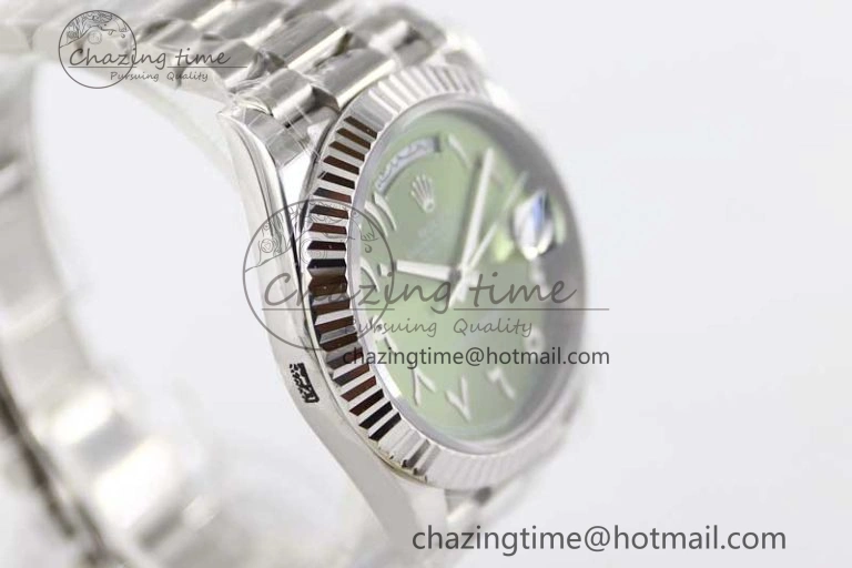 Day Date 40mm SS 904L Steel TWF 1:1 Best Edition Green Arabic Dial on SS Bracelet A2836