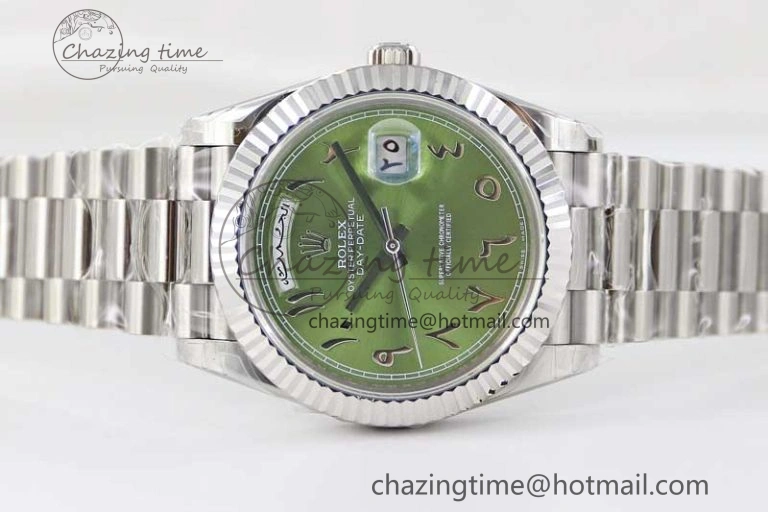Day Date 40mm SS 904L Steel TWF 1:1 Best Edition Green Arabic Dial on SS Bracelet A2836