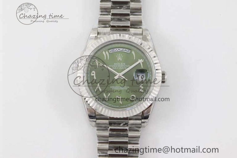 Day Date 40mm SS 904L Steel TWF 1:1 Best Edition Green Arabic Dial on SS Bracelet A2836