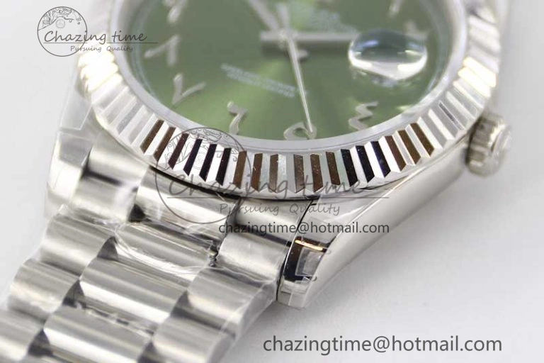 Day Date 40mm SS 904L Steel TWF 1:1 Best Edition Green Arabic Dial on SS Bracelet A2836
