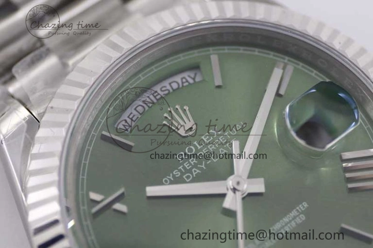 Day Date 40mm SS 904L Steel TWF 1:1 Best Edition Green Roman Dial on SS Bracelet A2836