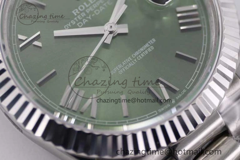 Day Date 40mm SS 904L Steel TWF 1:1 Best Edition Green Roman Dial on SS Bracelet A2836