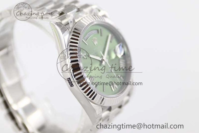 Day Date 40mm SS 904L Steel TWF 1:1 Best Edition Green Roman Dial on SS Bracelet A2836