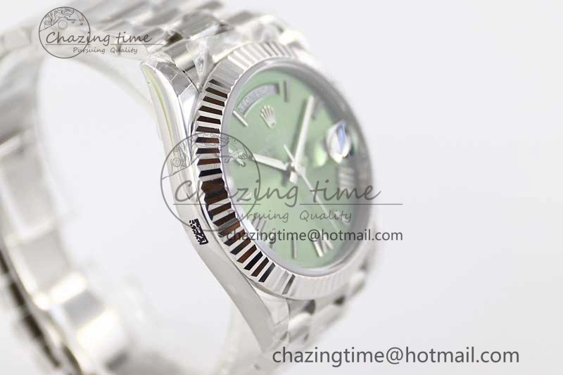 Day Date 40mm SS 904L Steel TWF 1:1 Best Edition Green Roman Dial on SS Bracelet A2836