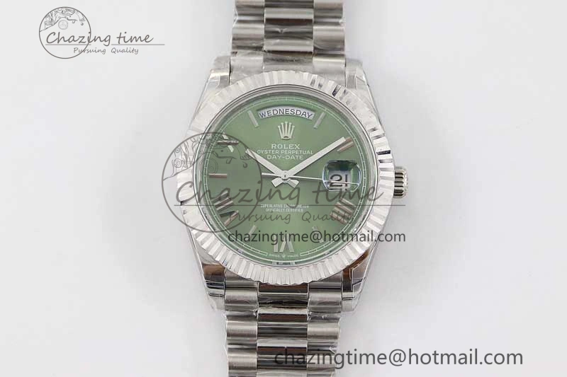 Day Date 40mm SS 904L Steel TWF 1:1 Best Edition Green Roman Dial on SS Bracelet A2836