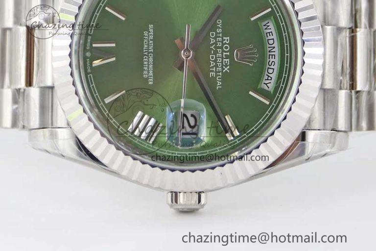 Day Date 40mm SS 904L Steel TWF 1:1 Best Edition Green Roman Dial on SS Bracelet A2836