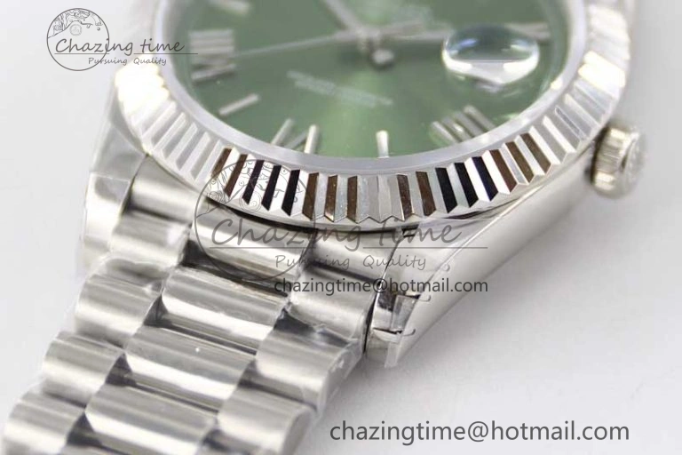 Day Date 40mm SS 904L Steel TWF 1:1 Best Edition Green Roman Dial on SS Bracelet A2836