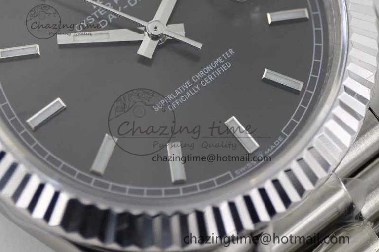 Day Date 40mm SS 904L Steel TWF 1:1 Best Edition Grey Dial on SS Bracelet A2836