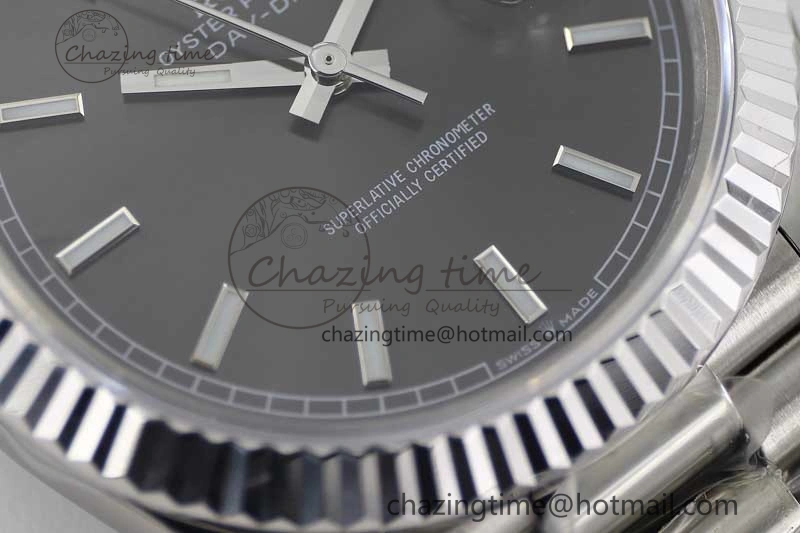 Day Date 40mm SS 904L Steel TWF 1:1 Best Edition Grey Dial on SS Bracelet A2836