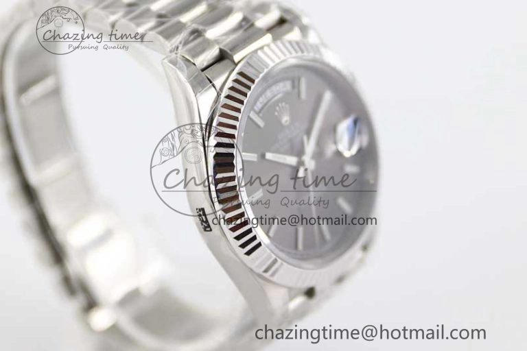 Day Date 40mm SS 904L Steel TWF 1:1 Best Edition Grey Dial on SS Bracelet A2836