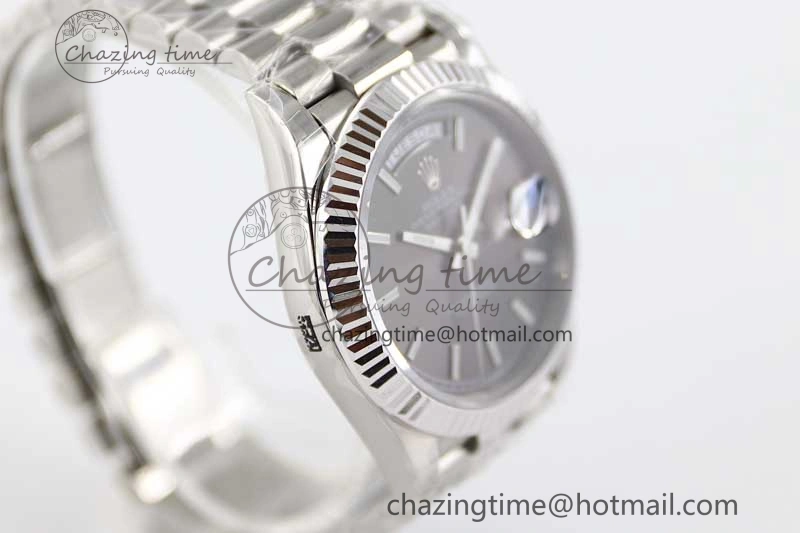 Day Date 40mm SS 904L Steel TWF 1:1 Best Edition Grey Dial on SS Bracelet A2836