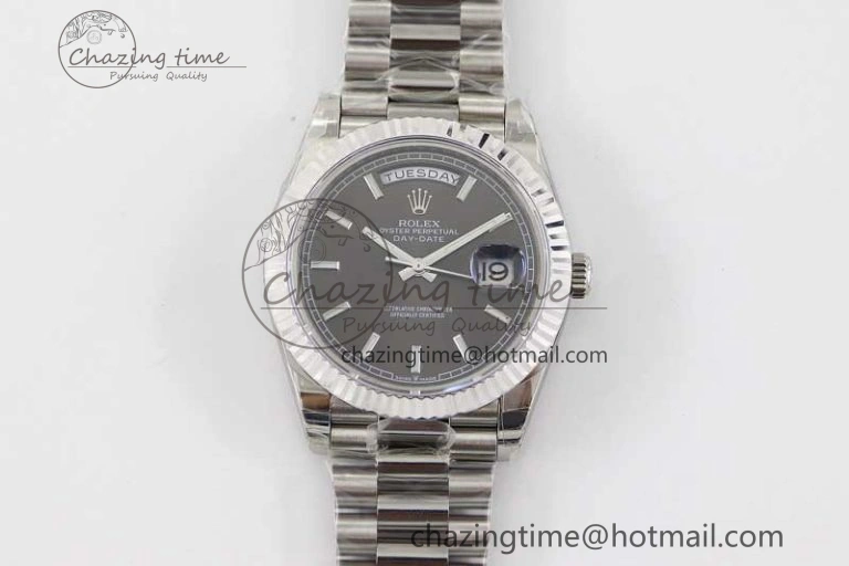 Day Date 40mm SS 904L Steel TWF 1:1 Best Edition Grey Dial on SS Bracelet A2836