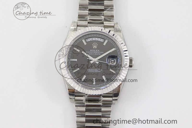 Day Date 40mm SS 904L Steel TWF 1:1 Best Edition Grey Dial on SS Bracelet A2836