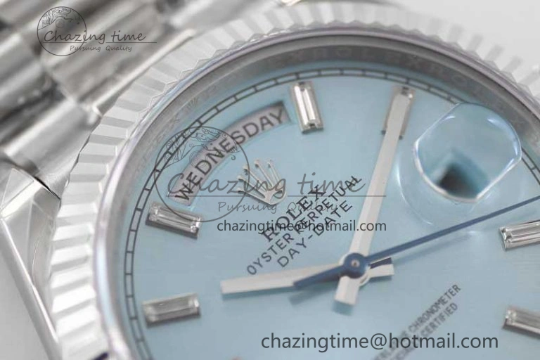 Day Date 40mm SS 904L Steel TWF 1:1 Best Edition ICE Blue Crystal Dial on SS Bracelet A2836