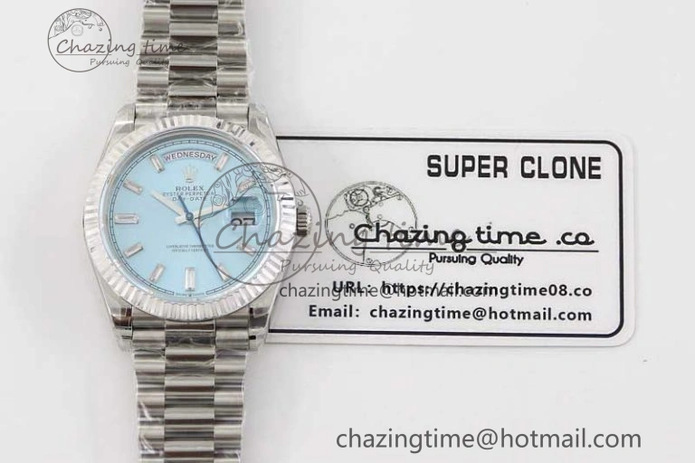 Day Date 40mm SS 904L Steel TWF 1:1 Best Edition ICE Blue Crystal Dial on SS Bracelet A2836