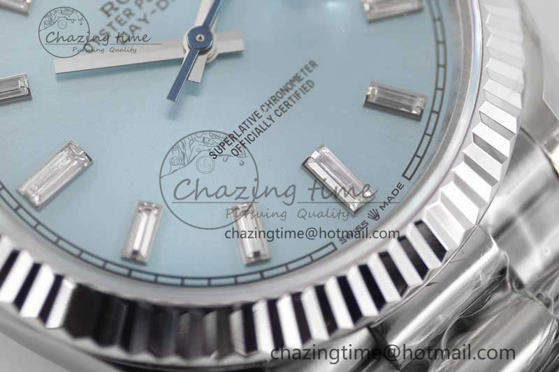 Day Date 40mm SS 904L Steel TWF 1:1 Best Edition ICE Blue Crystal Dial on SS Bracelet A2836