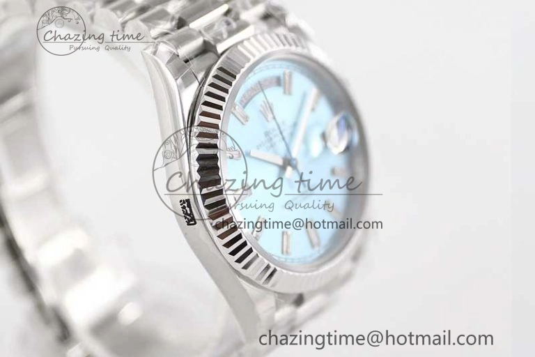 Day Date 40mm SS 904L Steel TWF 1:1 Best Edition ICE Blue Crystal Dial on SS Bracelet A2836