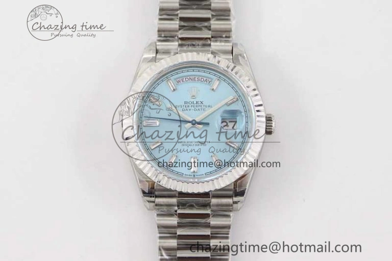 Day Date 40mm SS 904L Steel TWF 1:1 Best Edition ICE Blue Crystal Dial on SS Bracelet A2836