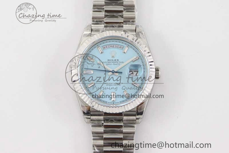 Day Date 40mm SS 904L Steel TWF 1:1 Best Edition ICE Blue Crystal Dial on SS Bracelet A2836