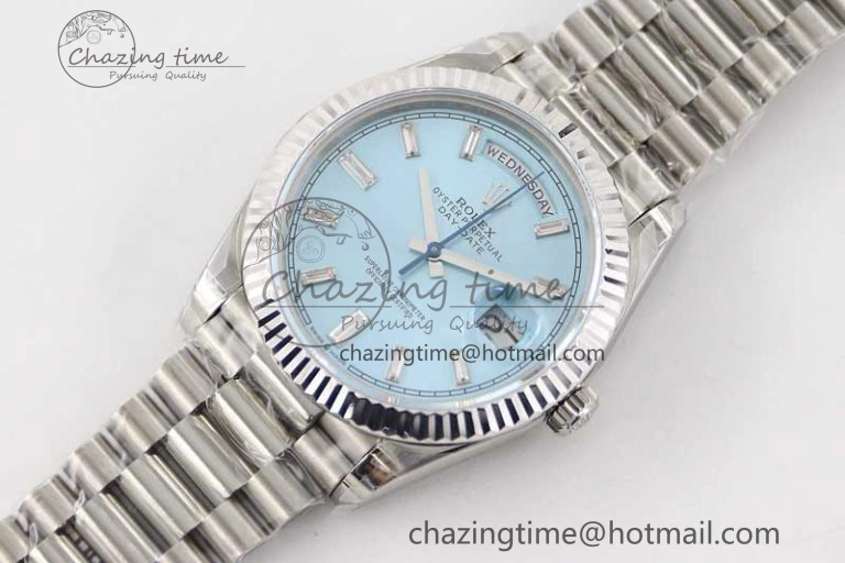 Day Date 40mm SS 904L Steel TWF 1:1 Best Edition ICE Blue Crystal Dial on SS Bracelet A2836
