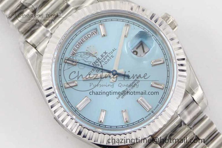 Day Date 40mm SS 904L Steel TWF 1:1 Best Edition ICE Blue Crystal Dial on SS Bracelet A2836