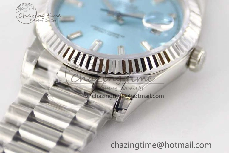 Day Date 40mm SS 904L Steel TWF 1:1 Best Edition ICE Blue Crystal Dial on SS Bracelet A2836