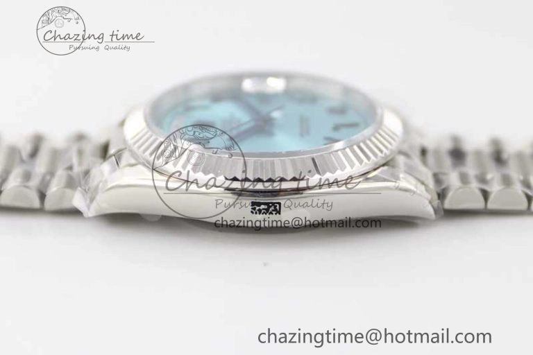 Day Date 40mm SS 904L Steel TWF 1:1 Best Edition Ice Blue Arabic Dial on SS Bracelet A2836