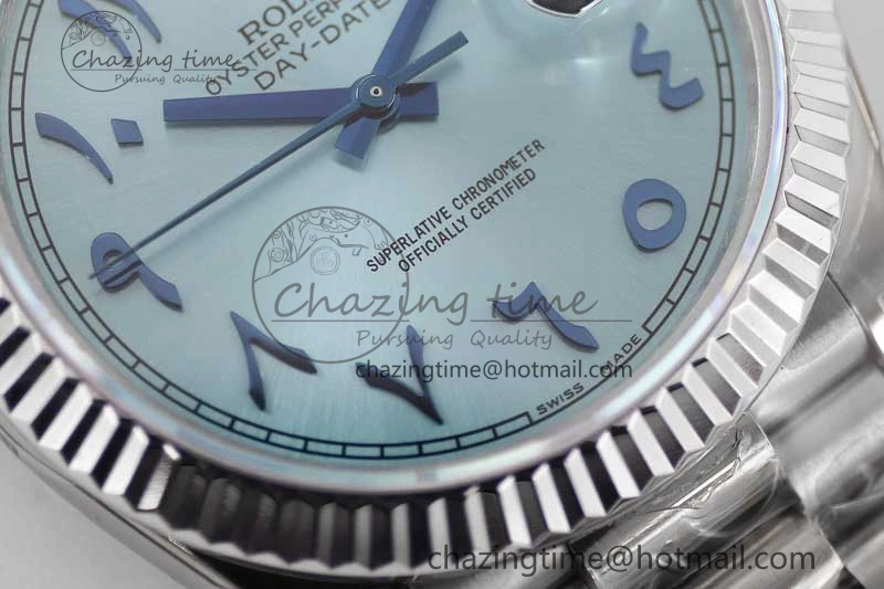 Day Date 40mm SS 904L Steel TWF 1:1 Best Edition Ice Blue Arabic Dial on SS Bracelet A2836