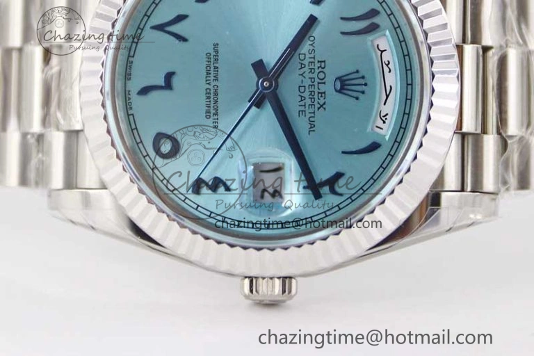 Day Date 40mm SS 904L Steel TWF 1:1 Best Edition Ice Blue Arabic Dial on SS Bracelet A2836
