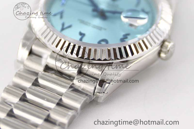 Day Date 40mm SS 904L Steel TWF 1:1 Best Edition Ice Blue Arabic Dial on SS Bracelet A2836