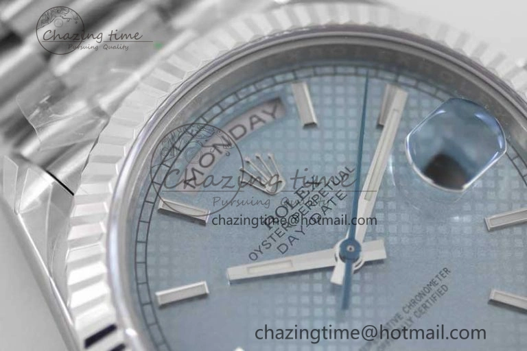 Day Date 40mm SS 904L Steel TWF 1:1 Best Edition Ice Blue Dial on SS Bracelet A2836
