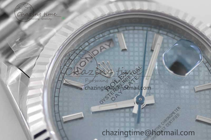Day Date 40mm SS 904L Steel TWF 1:1 Best Edition Ice Blue Dial on SS Bracelet A2836