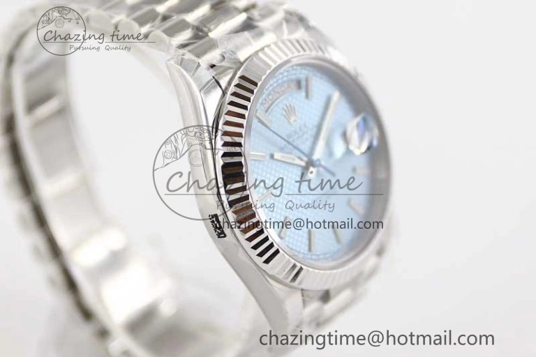 Day Date 40mm SS 904L Steel TWF 1:1 Best Edition Ice Blue Dial on SS Bracelet A2836