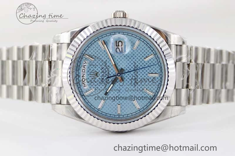 Day Date 40mm SS 904L Steel TWF 1:1 Best Edition Ice Blue Dial on SS Bracelet A2836