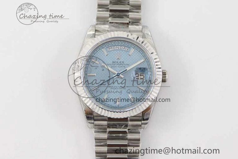 Day Date 40mm SS 904L Steel TWF 1:1 Best Edition Ice Blue Dial on SS Bracelet A2836