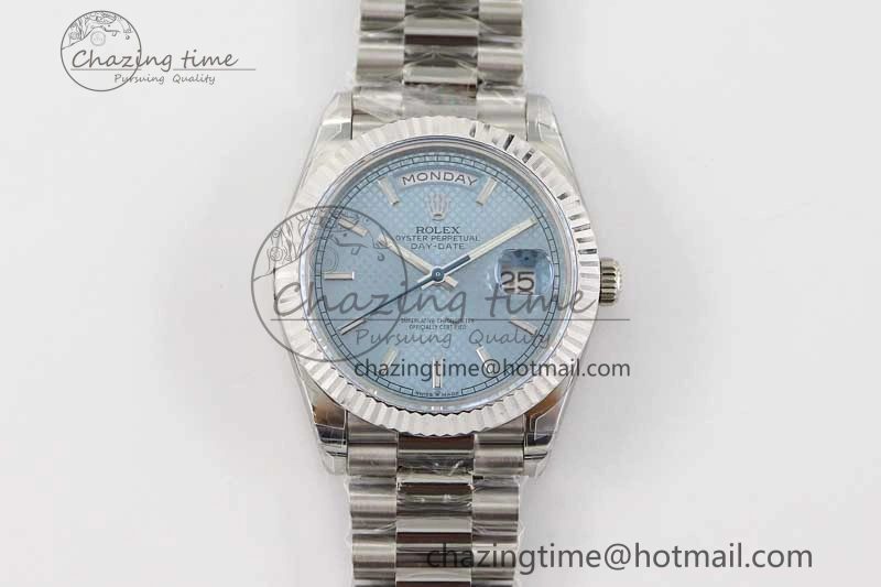 Day Date 40mm SS 904L Steel TWF 1:1 Best Edition Ice Blue Dial on SS Bracelet A2836