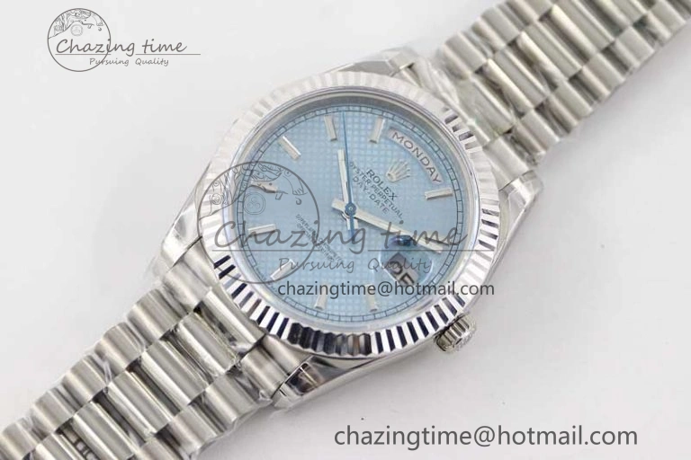 Day Date 40mm SS 904L Steel TWF 1:1 Best Edition Ice Blue Dial on SS Bracelet A2836