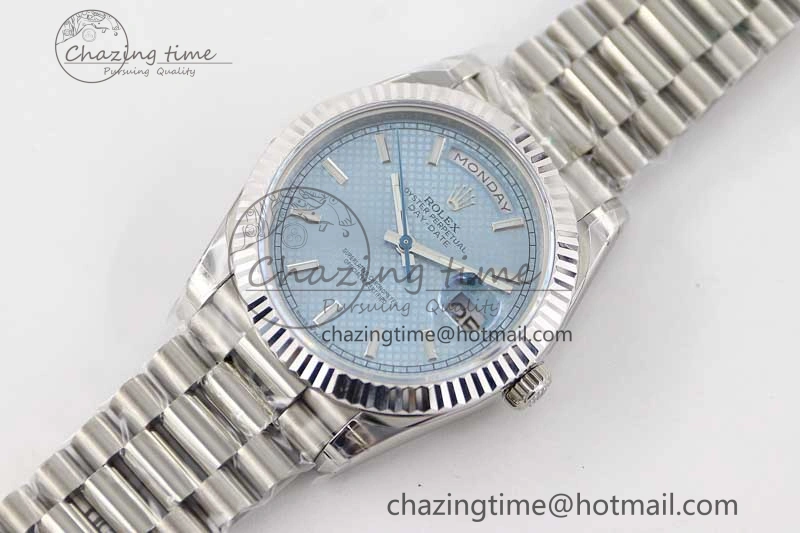 Day Date 40mm SS 904L Steel TWF 1:1 Best Edition Ice Blue Dial on SS Bracelet A2836